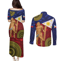 Philippines National Flag Day 28 May Couples Matching Puletasi and Long Sleeve Button Shirt Lapu-Lapu King