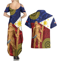 Philippines National Flag Day 28 May Couples Matching Summer Maxi Dress and Hawaiian Shirt Lapu-Lapu King
