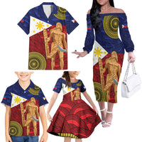 Philippines National Flag Day 28 May Family Matching Off The Shoulder Long Sleeve Dress and Hawaiian Shirt Lapu-Lapu King