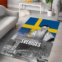 Sweden Sveriges Nationaldag Area Rug King Gustav Vasa with Stockholm Slott