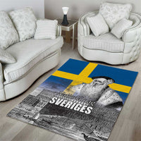Sweden Sveriges Nationaldag Area Rug King Gustav Vasa with Stockholm Slott