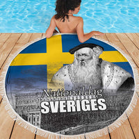 Sweden Sveriges Nationaldag Beach Blanket King Gustav Vasa with Stockholm Slott