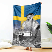 Sweden Sveriges Nationaldag Blanket King Gustav Vasa with Stockholm Slott