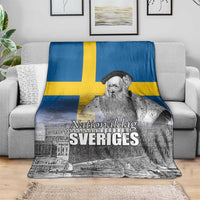 Sweden Sveriges Nationaldag Blanket King Gustav Vasa with Stockholm Slott