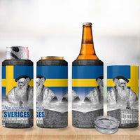 Sweden Sveriges Nationaldag 4 in 1 Can Cooler Tumbler King Gustav Vasa with Stockholm Slott