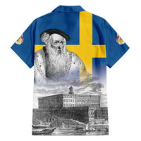 Sweden Sveriges Nationaldag Family Matching Off Shoulder Maxi Dress and Hawaiian Shirt King Gustav Vasa with Stockholm Slott