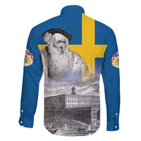 Sweden Sveriges Nationaldag Family Matching Off Shoulder Short Dress and Hawaiian Shirt King Gustav Vasa with Stockholm Slott