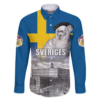 Sweden Sveriges Nationaldag Family Matching Puletasi and Hawaiian Shirt King Gustav Vasa with Stockholm Slott