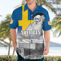 Sweden Sveriges Nationaldag Hawaiian Shirt King Gustav Vasa with Stockholm Slott
