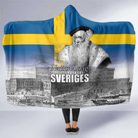 Sweden Sveriges Nationaldag Hooded Blanket King Gustav Vasa with Stockholm Slott