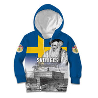 Sweden Sveriges Nationaldag Kid Hoodie King Gustav Vasa with Stockholm Slott