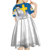 Sweden Sveriges Nationaldag Kid Short Sleeve Dress King Gustav Vasa with Stockholm Slott
