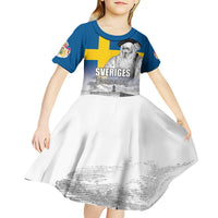 Sweden Sveriges Nationaldag Kid Short Sleeve Dress King Gustav Vasa with Stockholm Slott