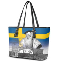 Sweden Sveriges Nationaldag Leather Tote Bag King Gustav Vasa with Stockholm Slott
