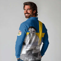 Sweden Sveriges Nationaldag Long Sleeve Polo Shirt King Gustav Vasa with Stockholm Slott