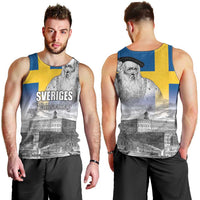 Sweden Sveriges Nationaldag Men Tank Top King Gustav Vasa with Stockholm Slott