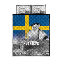 Sweden Sveriges Nationaldag Quilt Bed Set King Gustav Vasa with Stockholm Slott