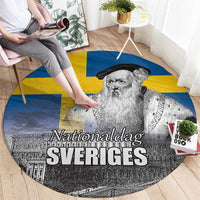 Sweden Sveriges Nationaldag Round Carpet King Gustav Vasa with Stockholm Slott