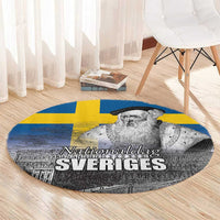 Sweden Sveriges Nationaldag Round Carpet King Gustav Vasa with Stockholm Slott