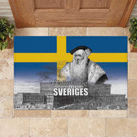 Sweden Sveriges Nationaldag Rubber Doormat King Gustav Vasa with Stockholm Slott