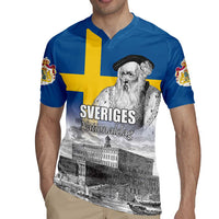 Sweden Sveriges Nationaldag Rugby Jersey King Gustav Vasa with Stockholm Slott