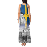 Sweden Sveriges Nationaldag Tank Maxi Dress King Gustav Vasa with Stockholm Slott