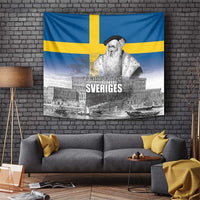 Sweden Sveriges Nationaldag Tapestry King Gustav Vasa with Stockholm Slott