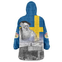 Sweden Sveriges Nationaldag Wearable Blanket Hoodie King Gustav Vasa with Stockholm Slott