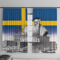 Sweden Sveriges Nationaldag Window Curtain King Gustav Vasa with Stockholm Slott