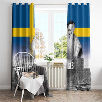 Sweden Sveriges Nationaldag Window Curtain King Gustav Vasa with Stockholm Slott