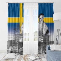 Sweden Sveriges Nationaldag Window Curtain King Gustav Vasa with Stockholm Slott