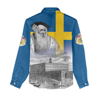 Sweden Sveriges Nationaldag Women Casual Shirt King Gustav Vasa with Stockholm Slott