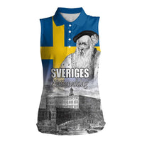 Sweden Sveriges Nationaldag Women Sleeveless Polo Shirt King Gustav Vasa with Stockholm Slott