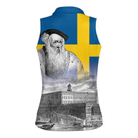 Sweden Sveriges Nationaldag Women Sleeveless Polo Shirt King Gustav Vasa with Stockholm Slott