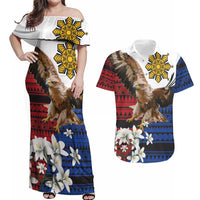 Philippine Eagle Week Couples Matching Off Shoulder Maxi Dress and Hawaiian Shirt Philipino Patern