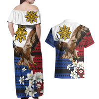 Philippine Eagle Week Couples Matching Off Shoulder Maxi Dress and Hawaiian Shirt Philipino Patern