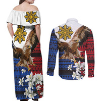 Philippine Eagle Week Couples Matching Off Shoulder Maxi Dress and Long Sleeve Button Shirt Philipino Patern