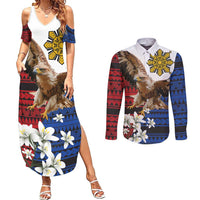 Philippine Eagle Week Couples Matching Summer Maxi Dress and Long Sleeve Button Shirt Philipino Patern