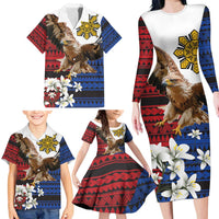 Philippine Eagle Week Family Matching Long Sleeve Bodycon Dress and Hawaiian Shirt Philipino Patern