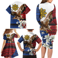 Philippine Eagle Week Family Matching Long Sleeve Bodycon Dress and Hawaiian Shirt Philipino Patern