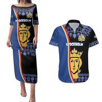 Kingdom of Sweden Stockholm County Couples Matching Puletasi and Hawaiian Shirt Sweden Coat of arms of Stockholm
