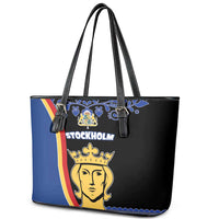 Kingdom of Sweden Stockholm County Leather Tote Bag Sweden Coat of arms of Stockholm