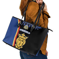 Kingdom of Sweden Stockholm County Leather Tote Bag Sweden Coat of arms of Stockholm