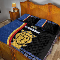 Kingdom of Sweden Stockholm County Quilt Bed Set Sweden Coat of arms of Stockholm