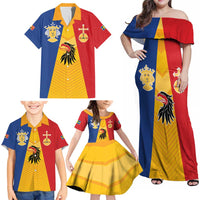 Kingdom of Sweden Stockholm County Family Matching Off Shoulder Maxi Dress and Hawaiian Shirt Flag Style