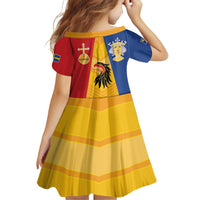 Kingdom of Sweden Stockholm County Family Matching Off Shoulder Short Dress and Hawaiian Shirt Flag Style