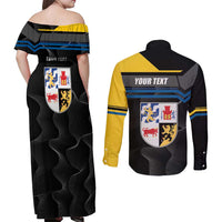 Personalized Kingdom of Sweden Gothenburg Couples Matching Off Shoulder Maxi Dress and Long Sleeve Button Shirt Sweden Vastra Gotaland County