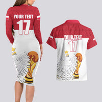 Custom Poland Football Champions Couples Matching Long Sleeve Bodycon Dress and Hawaiian Shirt Sporty Style
