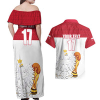 Custom Poland Football Champions Couples Matching Off Shoulder Maxi Dress and Hawaiian Shirt Sporty Style