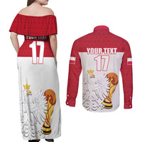 Custom Poland Football Champions Couples Matching Off Shoulder Maxi Dress and Long Sleeve Button Shirt Sporty Style